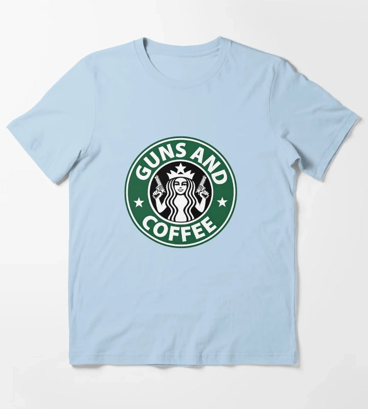 Guns and Coffee T-Shirt Sky Blue