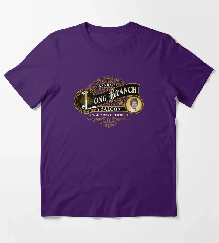 Gunsmoke Miss Kittys Long Branch Saloon Western T-Shirt Purple