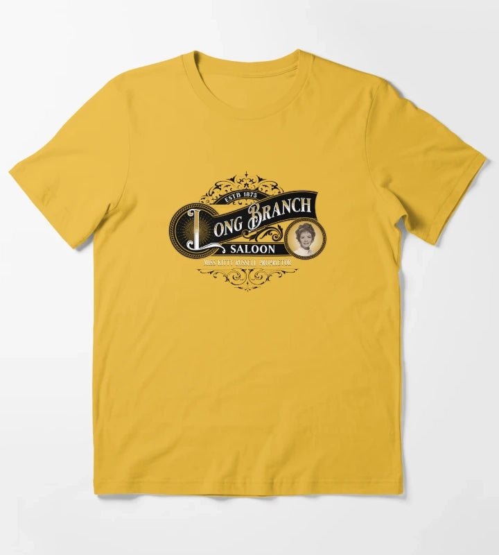 Gunsmoke Miss Kittys Long Branch Saloon Western T-Shirt Yellow