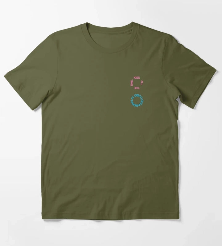 HARRY STYLES Kiss All The Time Disco Occasionally Album Title T-Shirt Olive Green