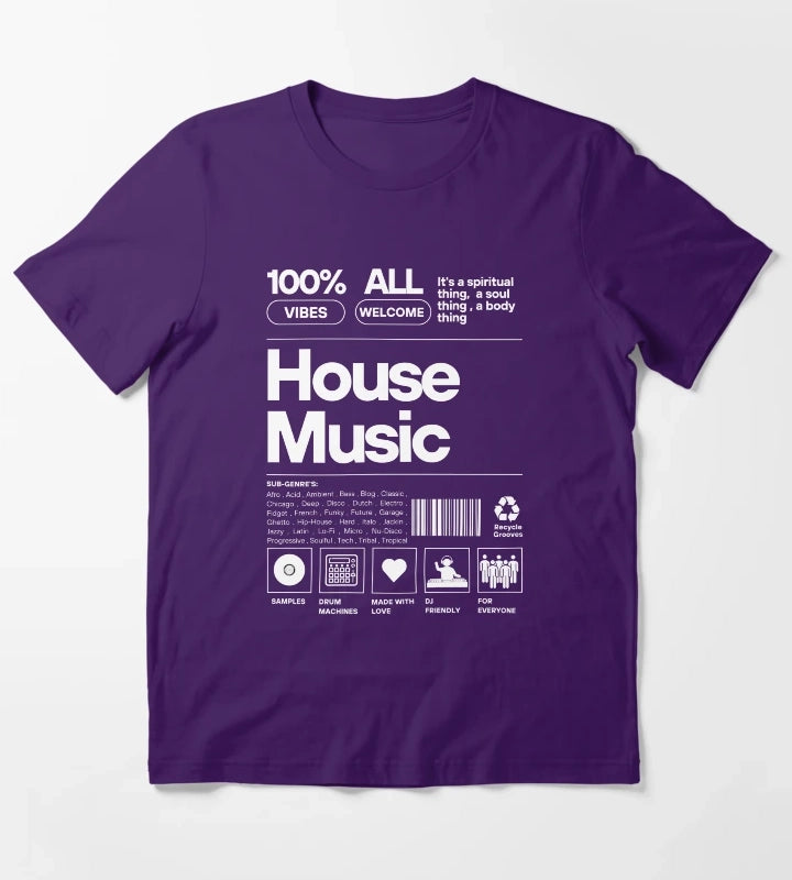 HOUSE MUSIC Product Label white T-Shirt Purple