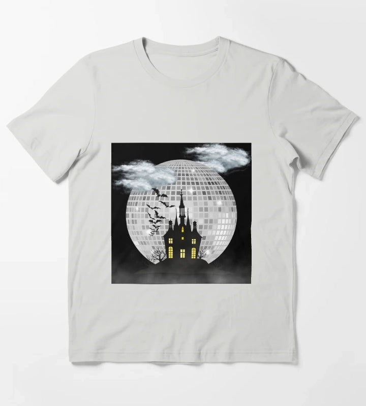 Halloween Spooky Castle T-Shirt Light Grey