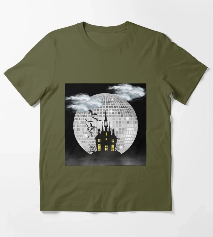 Halloween Spooky Castle T-Shirt Olive Green