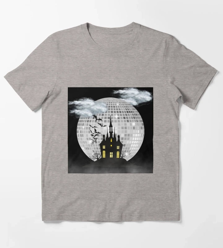 Halloween Spooky Castle T-Shirt Heather Grey