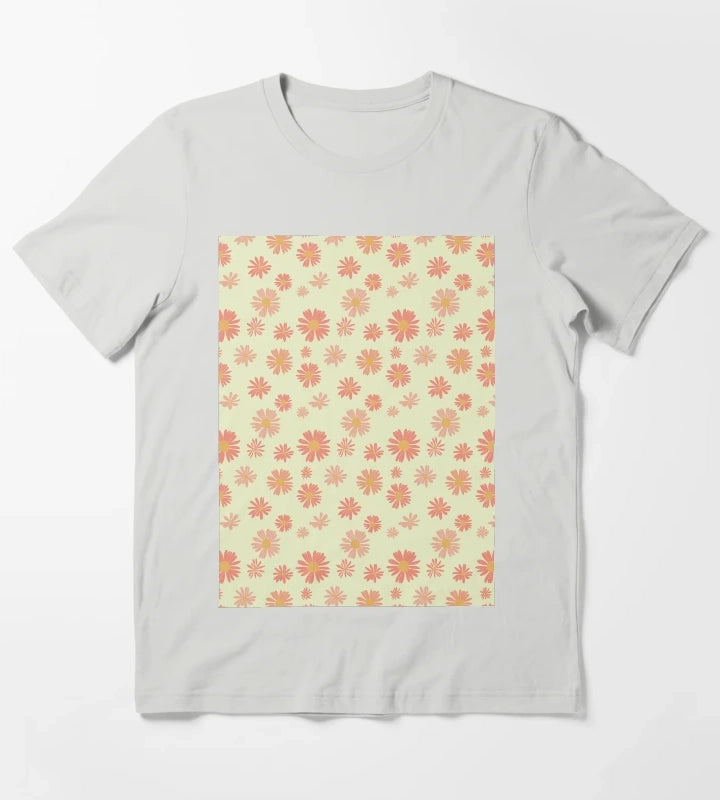 Hand drawn daisy flower pattern T-Shirt Light Grey