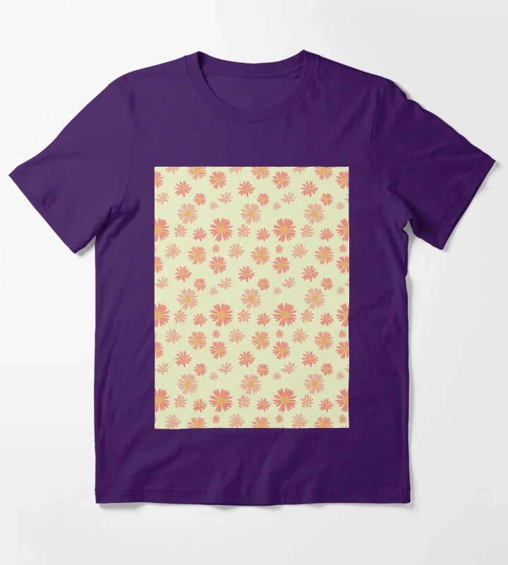 Hand drawn daisy flower pattern T-Shirt Purple