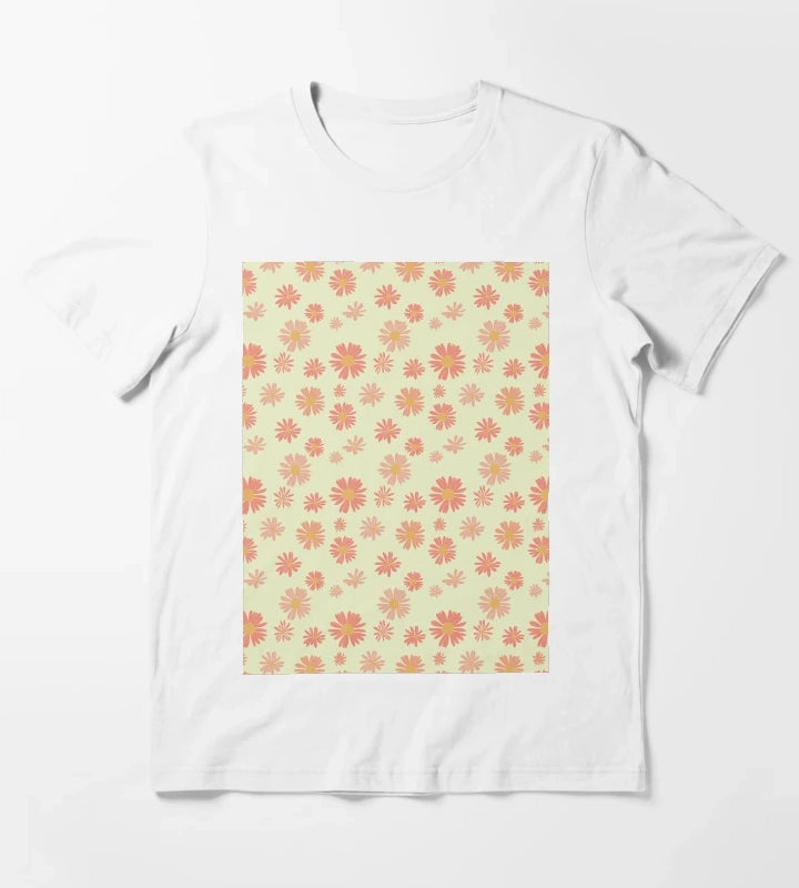 Hand drawn daisy flower pattern T-Shirt White
