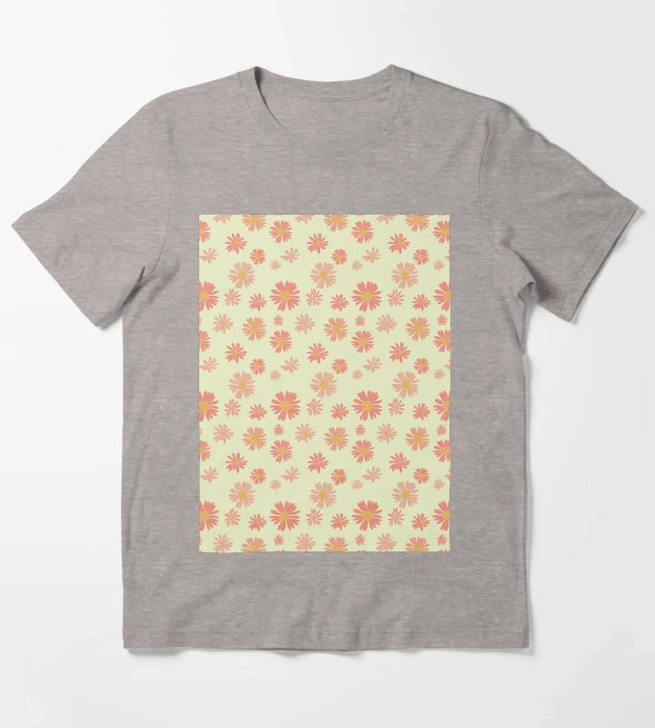 Hand drawn daisy flower pattern T-Shirt Heather Grey