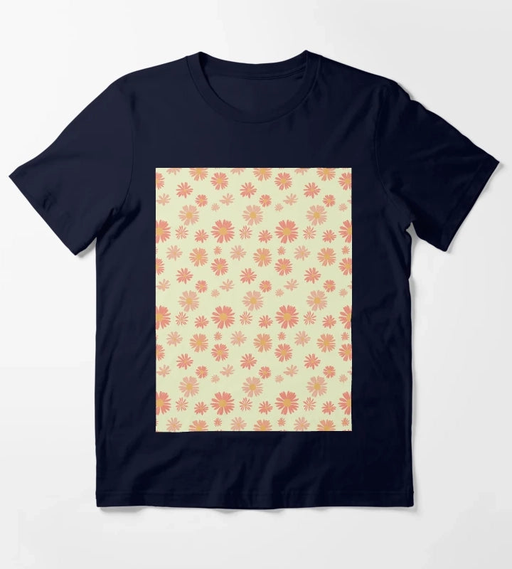 Hand drawn daisy flower pattern T-Shirt Navy