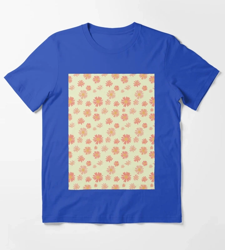 Hand drawn daisy flower pattern T-Shirt Blue