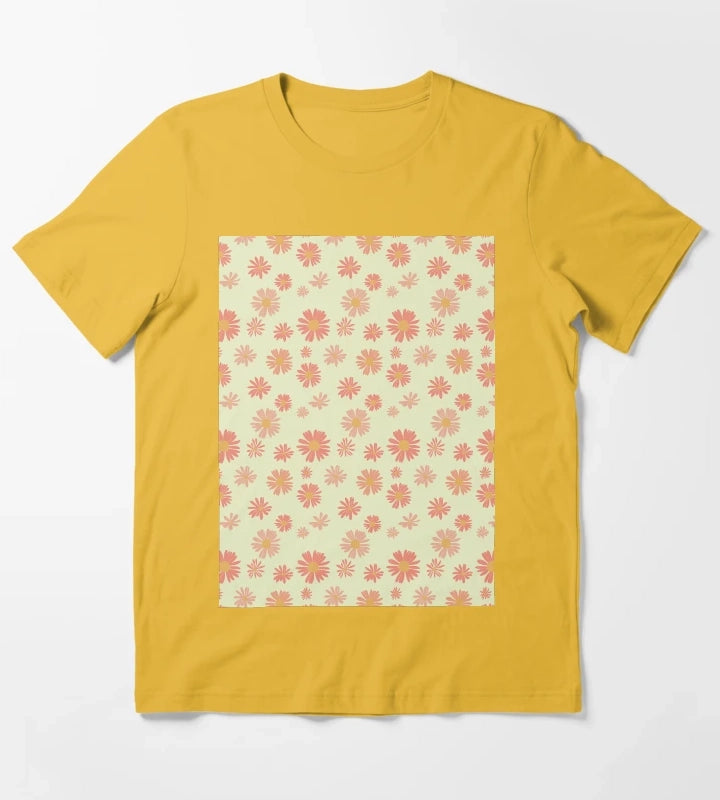 Hand drawn daisy flower pattern T-Shirt Yellow