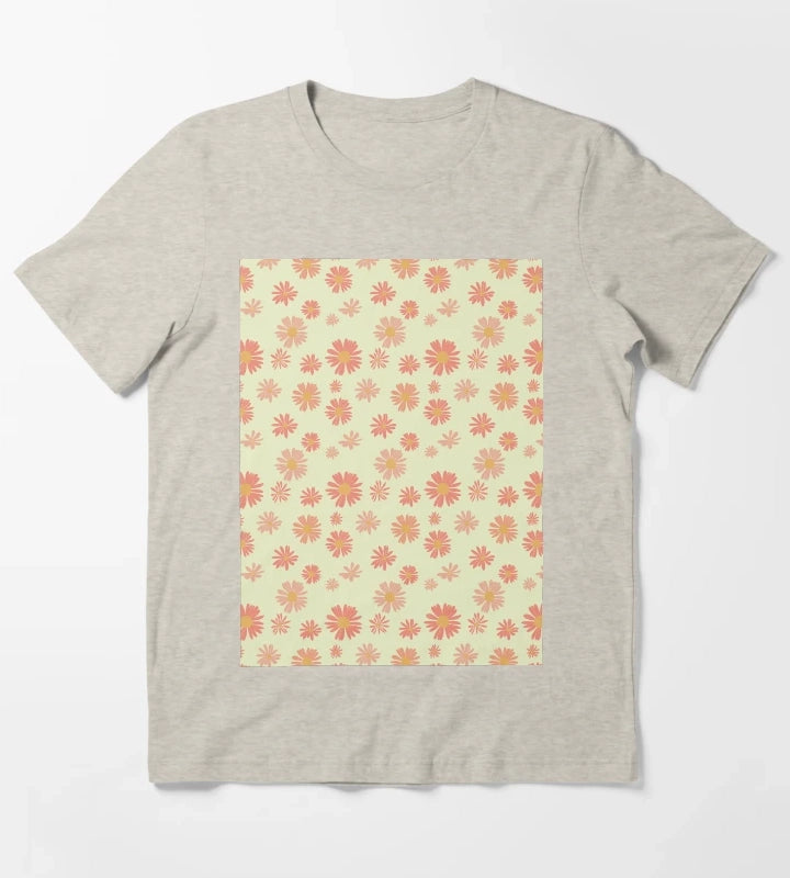 Hand drawn daisy flower pattern T-Shirt Cream