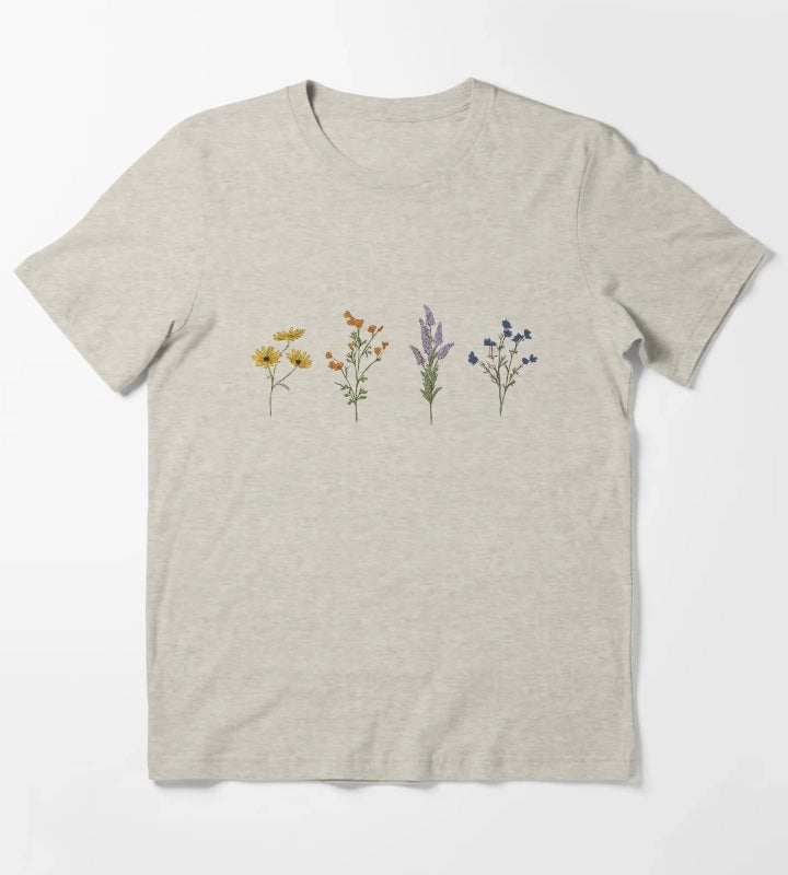 Handdrawn Wildflowers T-Shirt Cream