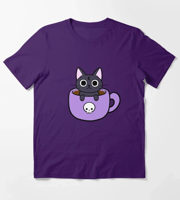 Happy Coffee Cat Nikury T-Shirt Purple