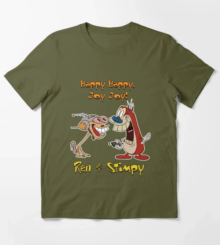 Happy Happy Joy Joy T-Shirt Olive Green