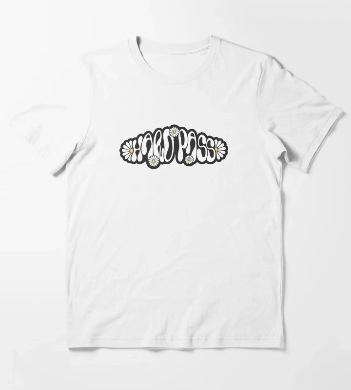 Hard Pass Groovy Retro 70s Daisy Typography T-Shirt White