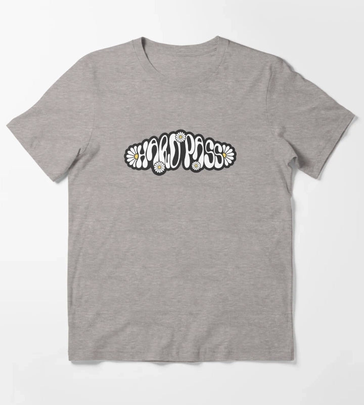 Hard Pass Groovy Retro 70s Daisy Typography T-Shirt Heather Grey