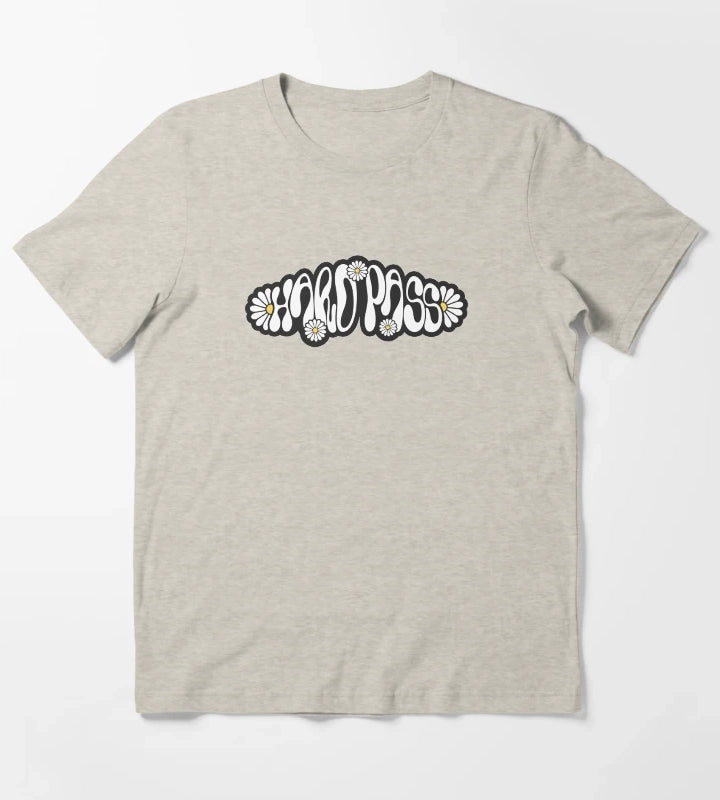 Hard Pass Groovy Retro 70s Daisy Typography T-Shirt Cream