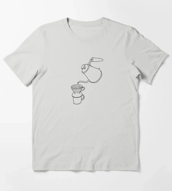 Hario V60 Pourover Sketch T-Shirt Light Grey