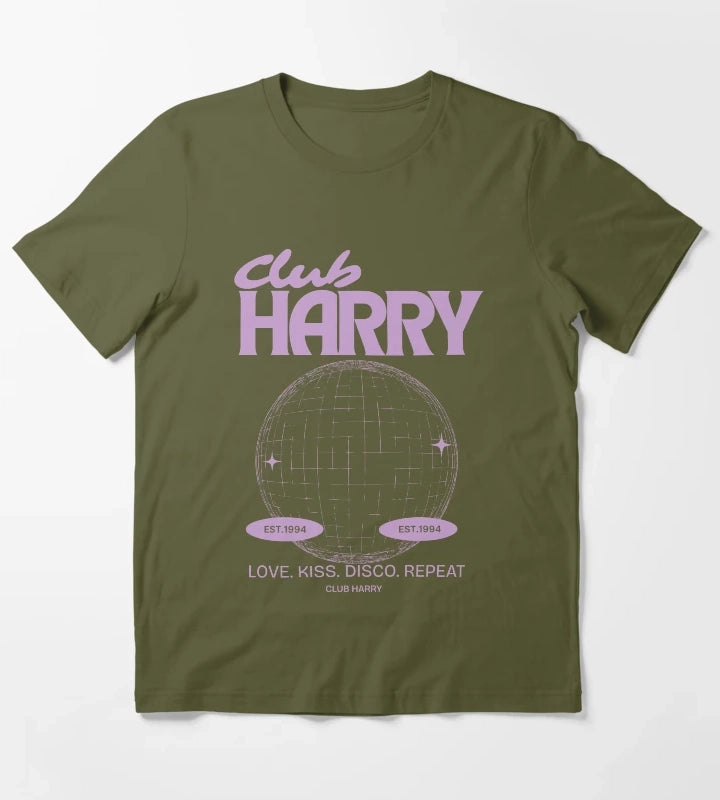 Harry Kiss All The Time Disco Occasionally Disco Ball T-Shirt Olive Green