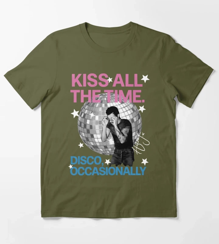 Harry Style Disco Ball Love On Tour T-Shirt Olive Green