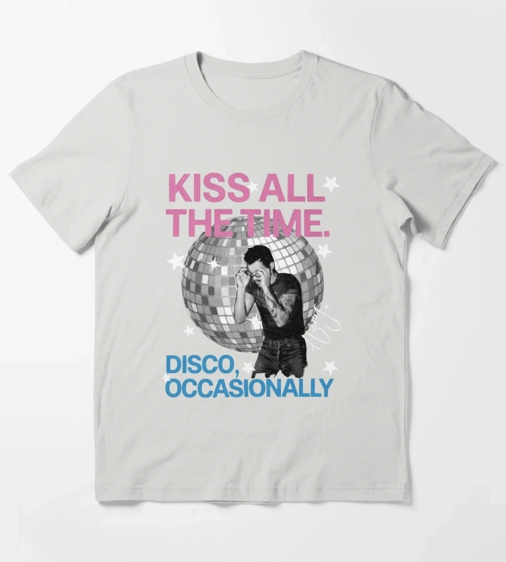 Harry Style Kiss All The Time Disco Occasionally Disco Ball Love On Tour T-Shirt Light Grey
