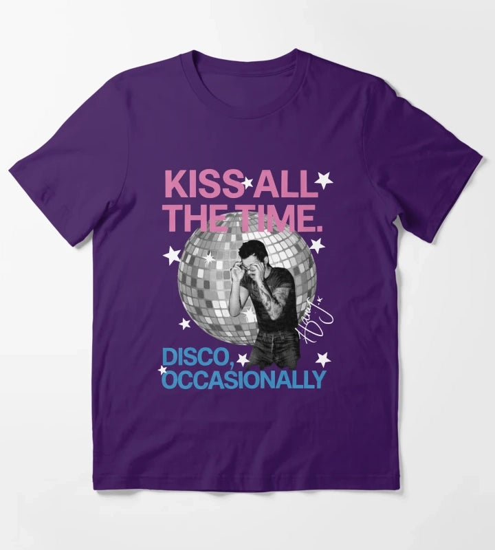 Harry Style Kiss All The Time Disco Occasionally Disco Ball Love On Tour T-Shirt Purple