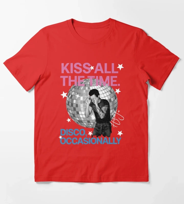 Harry Style Kiss All The Time Disco Occasionally Disco Ball Love On Tour T-Shirt Red