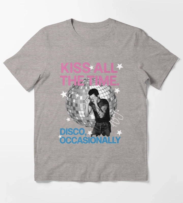 Harry Style Kiss All The Time Disco Occasionally Disco Ball Love On Tour T-Shirt Heather Grey