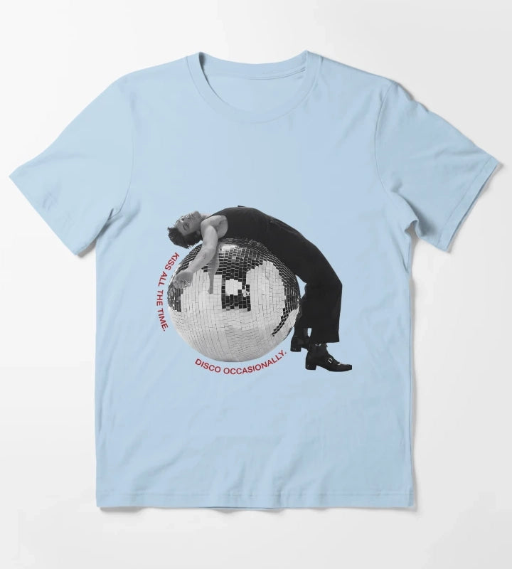 Harry Style Kiss All The Time Disco Occasionally T-Shirt Sky Blue