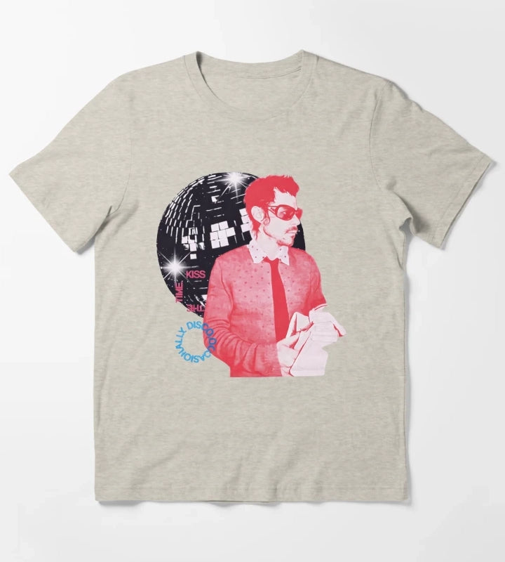 Harry Styles Kiss All The Time Disco Occasionally Seated Side View on a Disco Ball HS Concert T-Shirt Cream