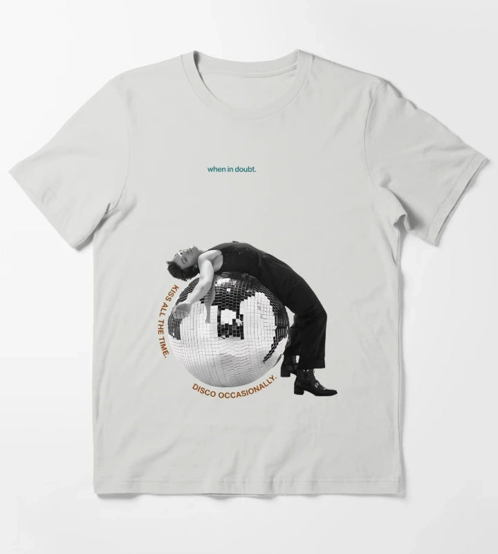 Harry Styles Kiss All The Time Disco Occasionally T-Shirt Light Grey