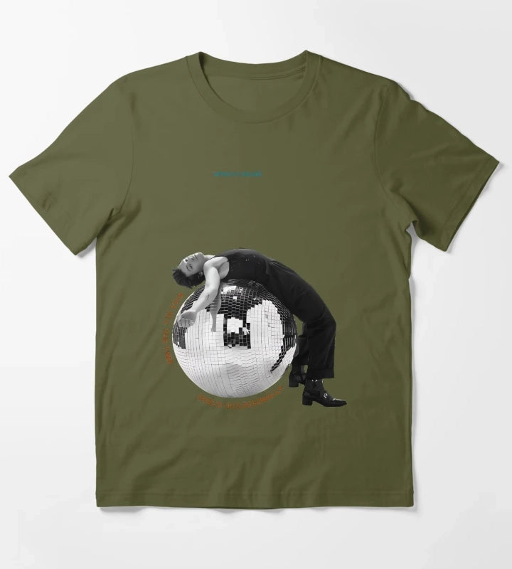 Harry Styles Kiss All The Time Disco Occasionally T-Shirt Olive Green