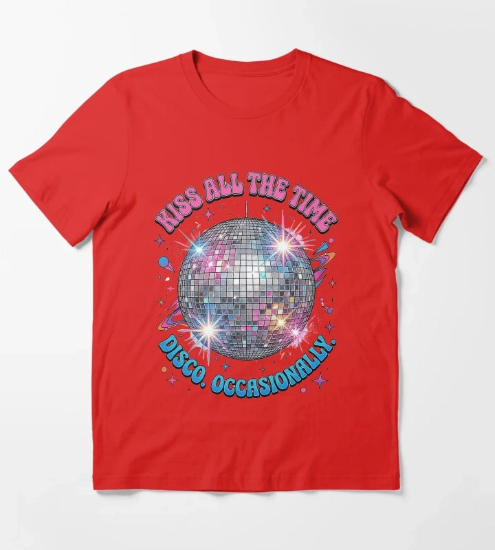 Harry Styles Kiss All The Time Disco Occasionally TShirt Retro Disco Ball Fan Merch Gift T-Shirt Red