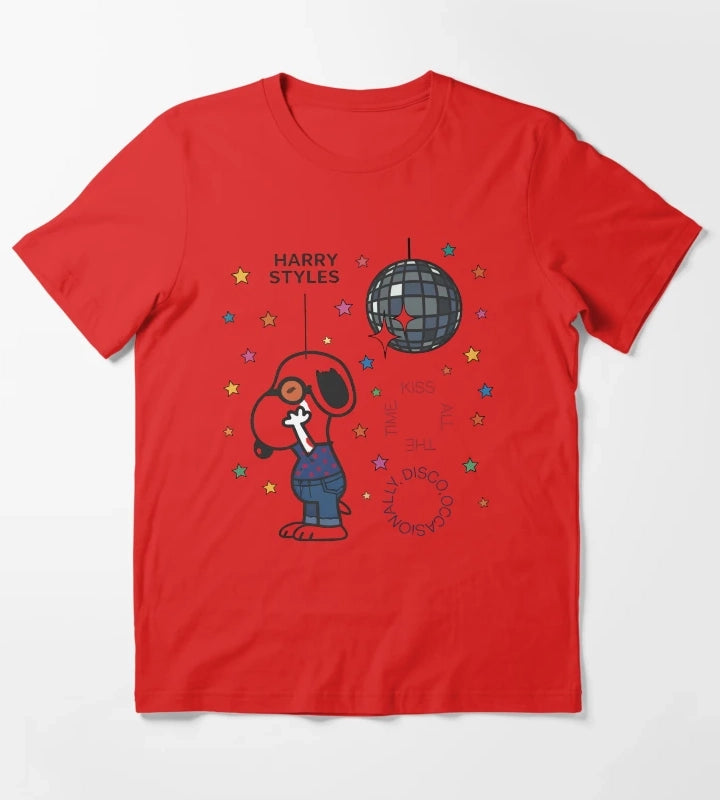 Harrys Styles Kiss All The Time Disco Occasionally Harrys Styles x Snoopy T-Shirt Red
