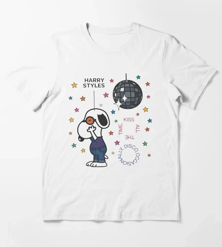 Harrys Styles Kiss All The Time Disco Occasionally Harrys Styles x Snoopy T-Shirt White