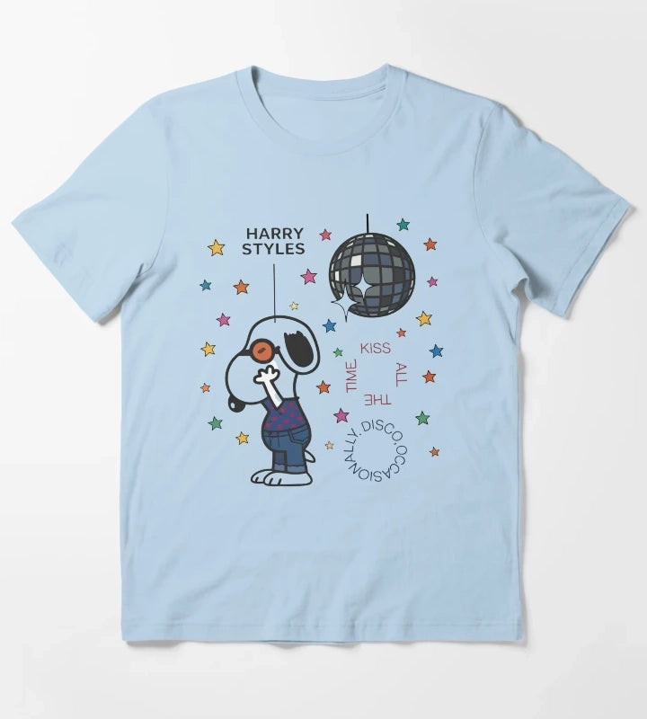 Harrys Styles Kiss All The Time Disco Occasionally Harrys Styles x Snoopy T-Shirt Sky Blue