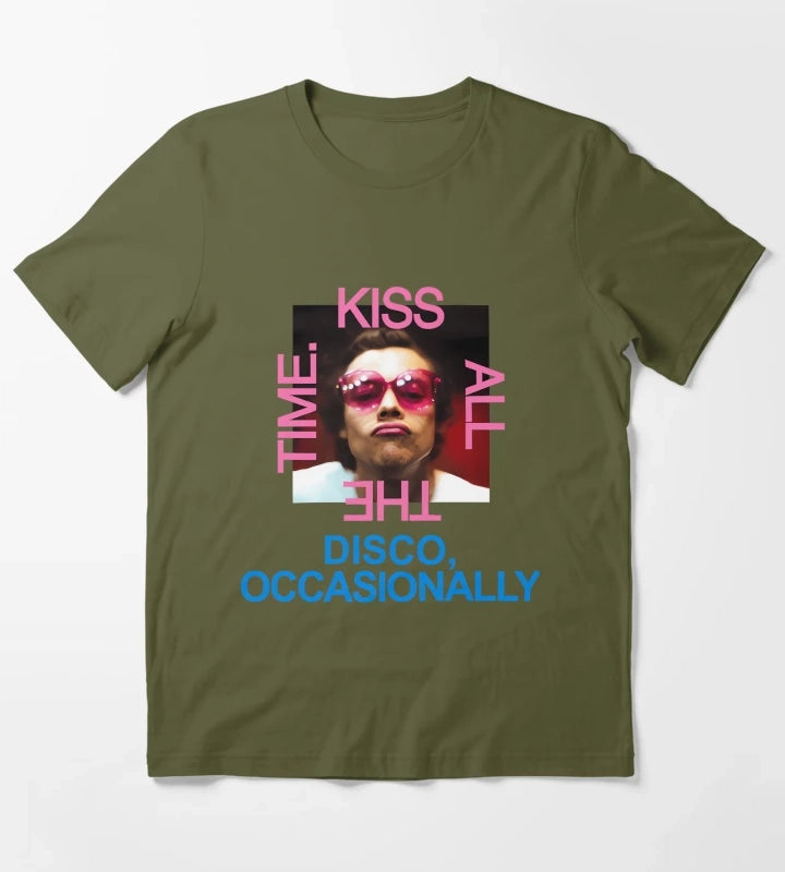 Harrys Styles Kiss All The Time Disco Occasionally T-Shirt Olive Green