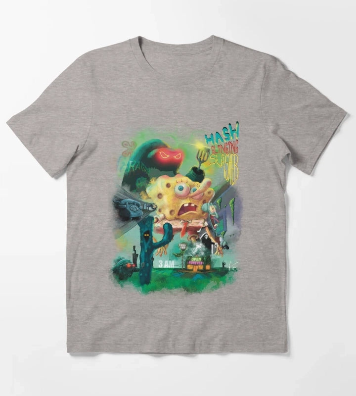Hash Slinging Slasher SpongeBob SquarePants T-Shirt Heather Grey