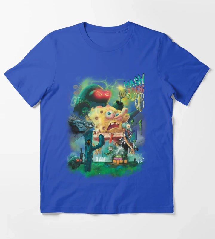 Hash Slinging Slasher SpongeBob SquarePants T-Shirt Blue