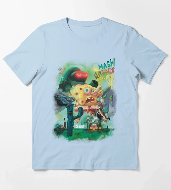 Hash Slinging Slasher SpongeBob SquarePants T-Shirt Sky Blue