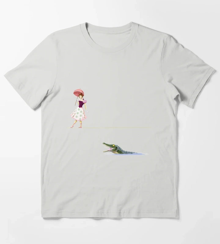 Haunted Tightrope Girl and Gator T-Shirt Light Grey