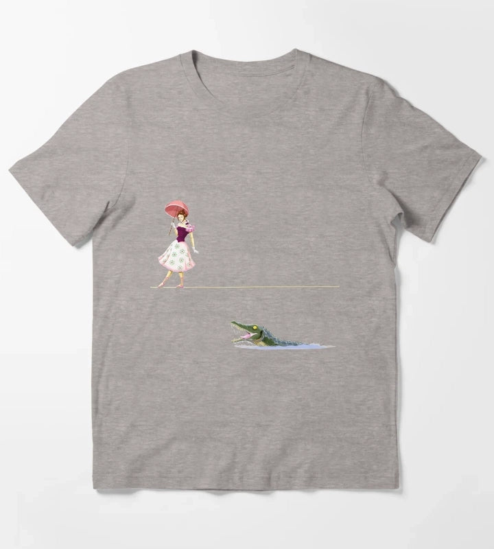 Haunted Tightrope Girl and Gator T-Shirt Heather Grey