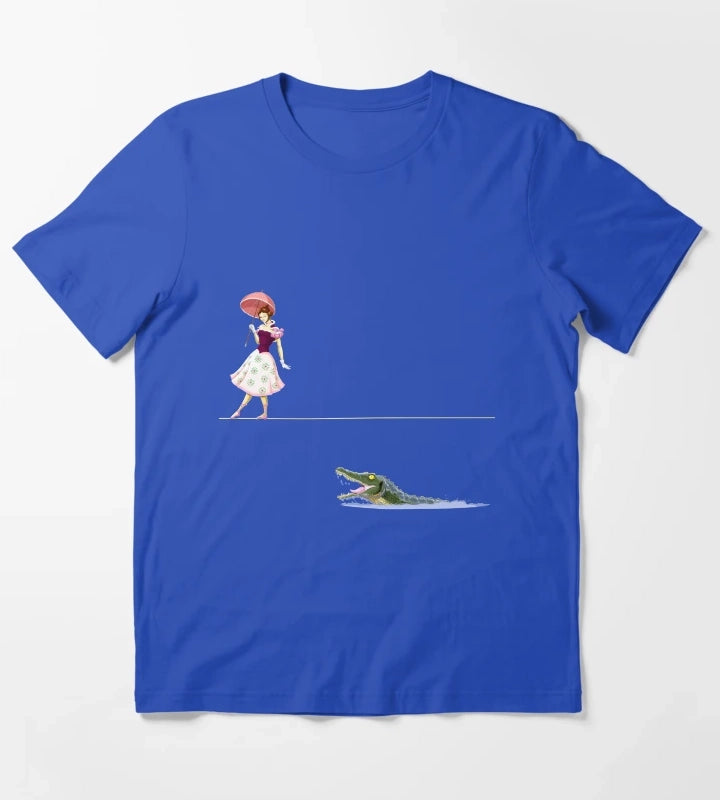Haunted Tightrope Girl and Gator T-Shirt Blue