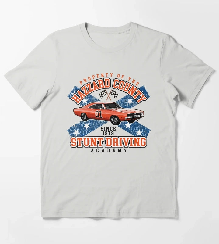 Hazzard County Stunt Driving Academy T-Shirt Light Grey