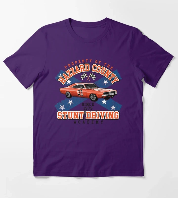 Hazzard County Stunt Driving Academy T-Shirt Purple