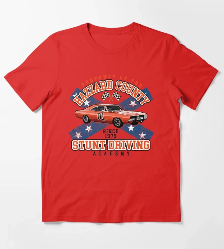 Hazzard County Stunt Driving Academy T-Shirt Red