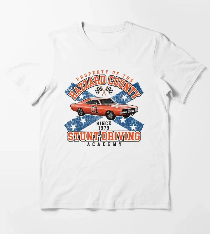 Hazzard County Stunt Driving Academy T-Shirt White