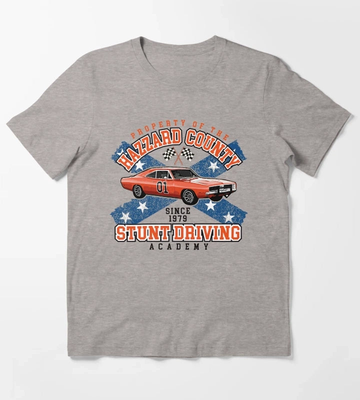 Hazzard County Stunt Driving Academy T-Shirt Heather Grey