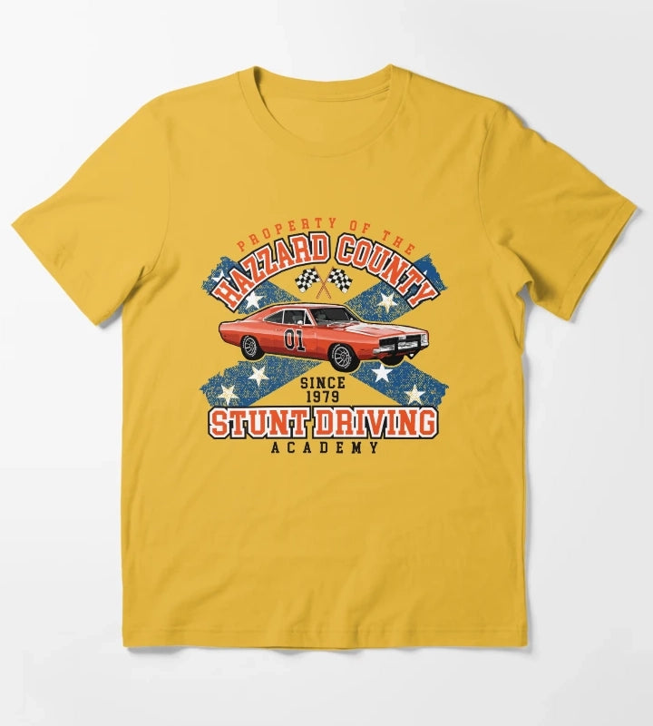 Hazzard County Stunt Driving Academy T-Shirt Yellow